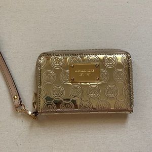 Michael Cors gold wristlet